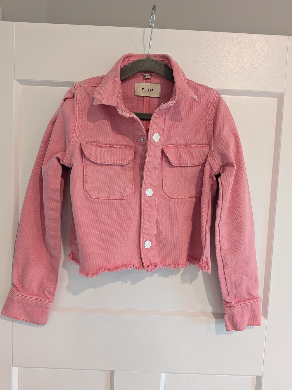 DL1961 Pink Cropped Denim Jacket